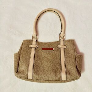 Calvin Klein Beige Monogram Shoulder Bag